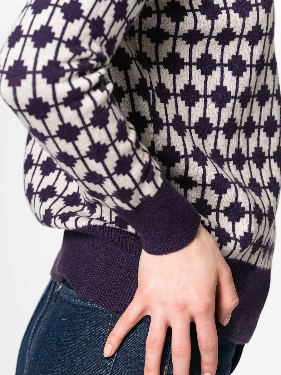 Merino Dhaka Sweater - Plum