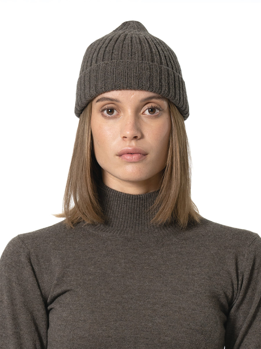 Merino Rib Hat - Mulch