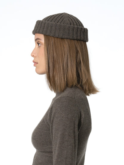 Merino Rib Hat - Mulch