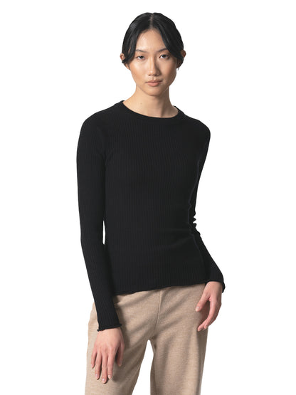 Merino Fitted Rib Sweater - Black