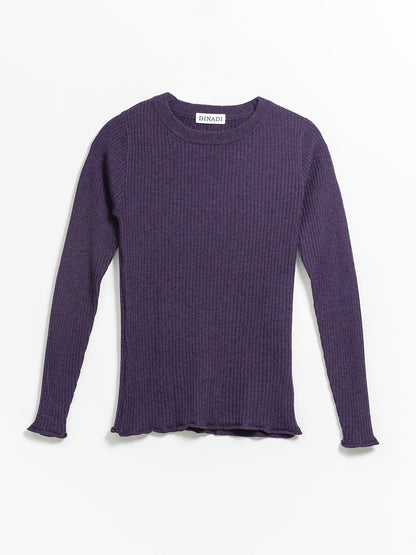 Merino Fitted Rib Sweater - Plum