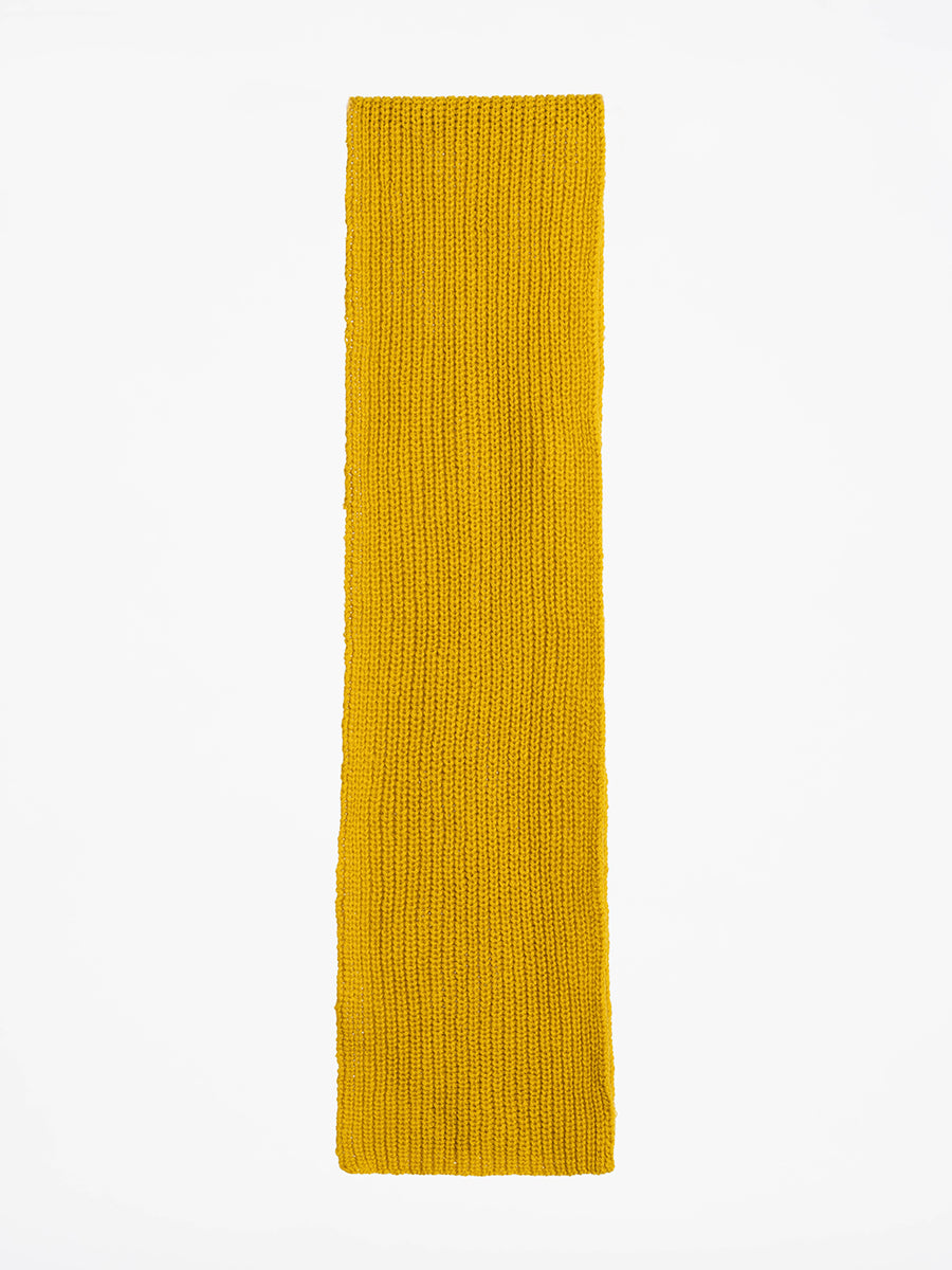 Merino Handknit Rib Scarf - Cyber Yellow