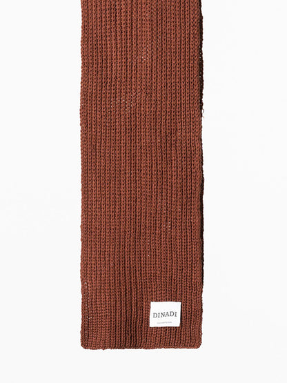 Merino Handknit Rib Scarf - Rust Red