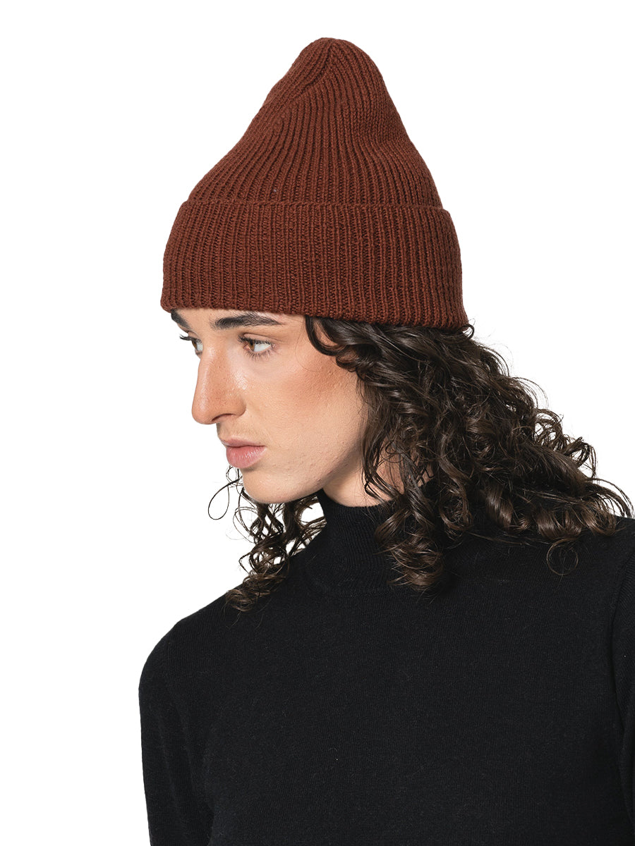 Merino Rib Hat - Rust Red