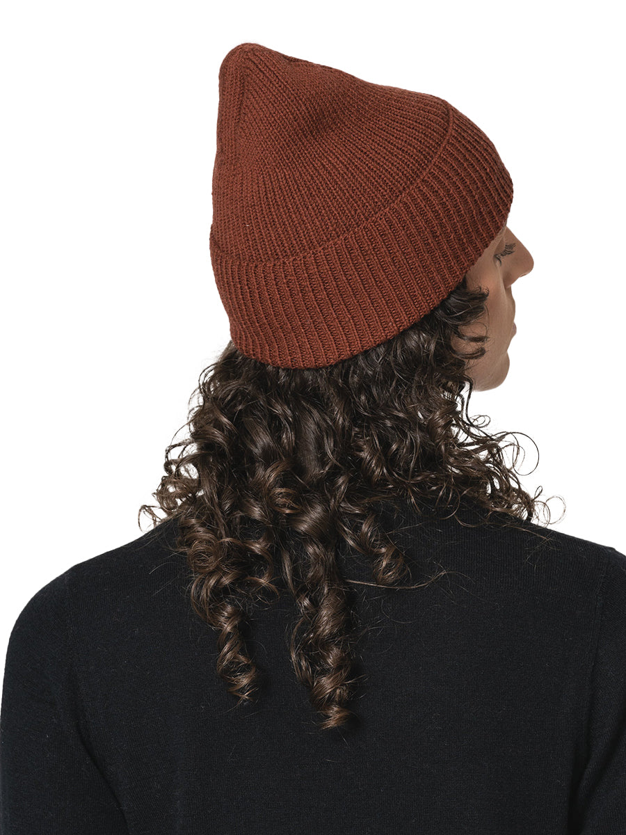 Merino Rib Hat - Rust Red