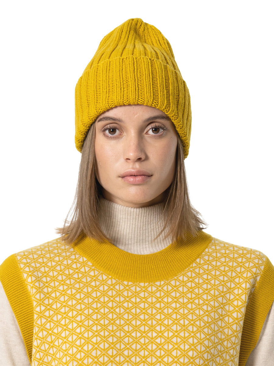 Merino Thick Rib Hat - Cyber Yellow