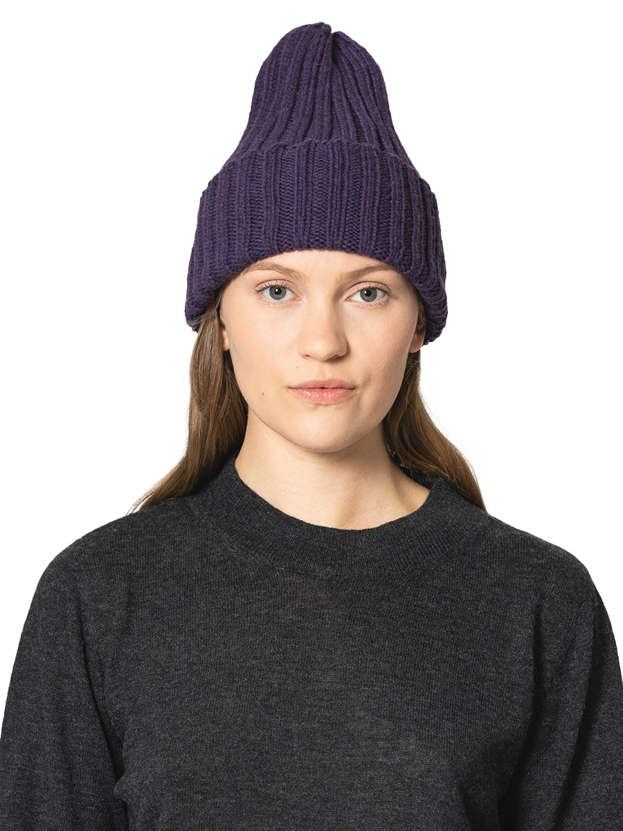 Merino Thick Rib Hat - Plum