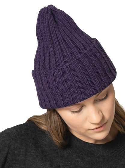 Merino Thick Rib Hat - Plum