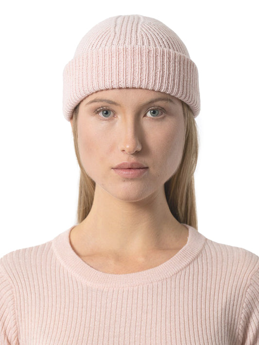 Merino Rib Hat - Blush Pink