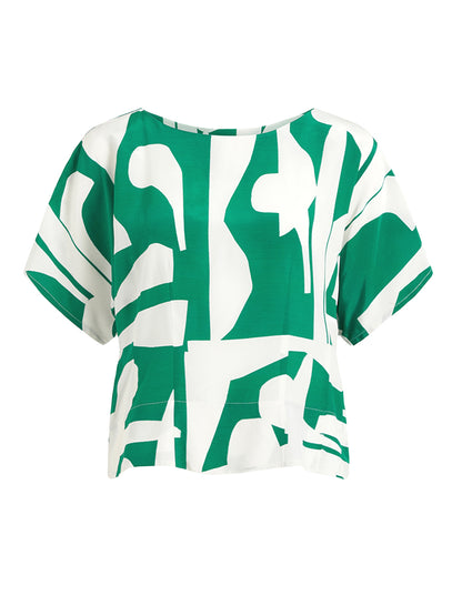 Hanne Top - Green Braque Print