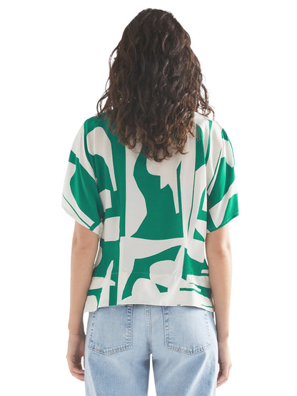 Hanne Top - Green Braque Print