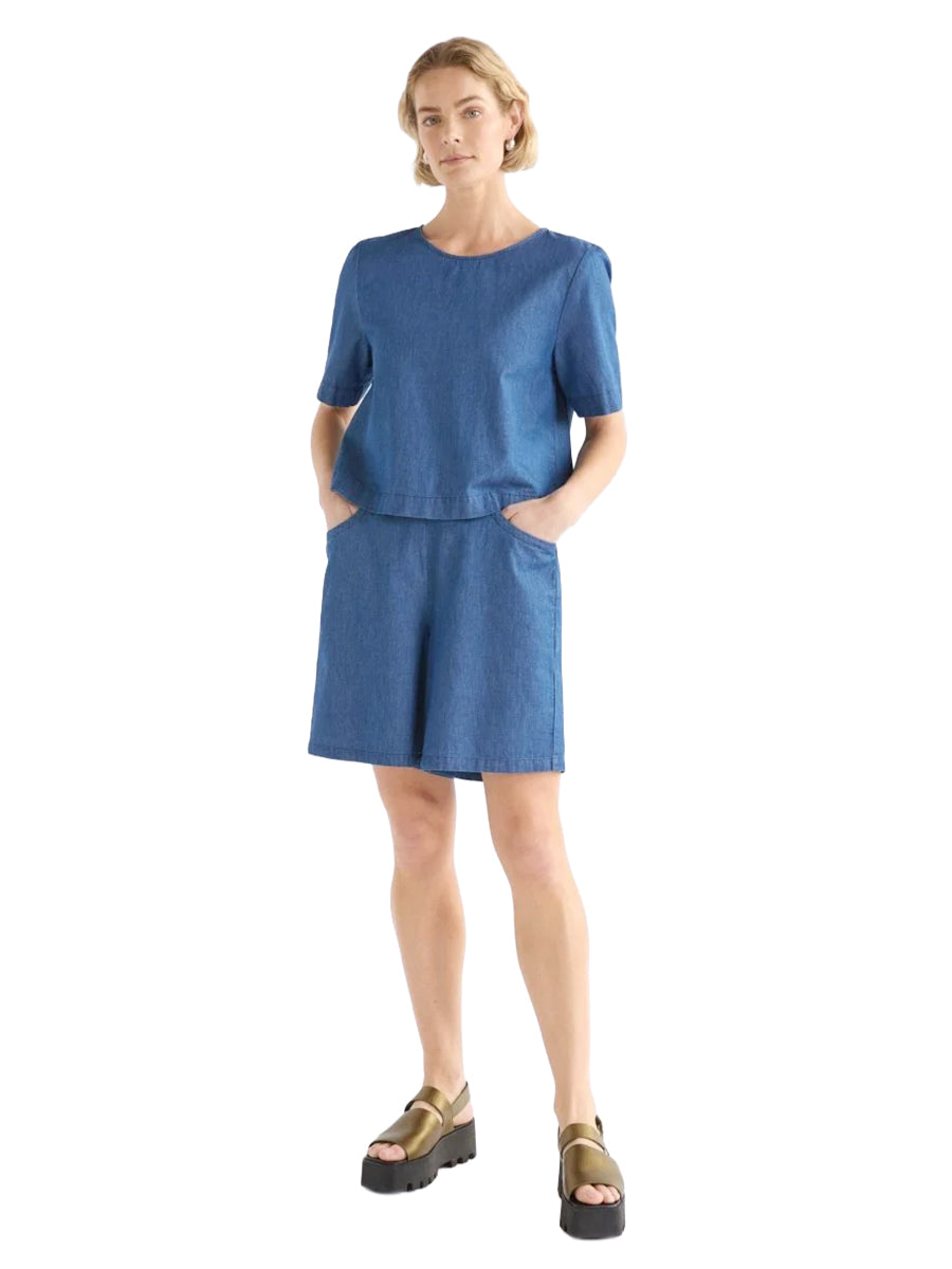 Honnor Top - Mid Blue Denim