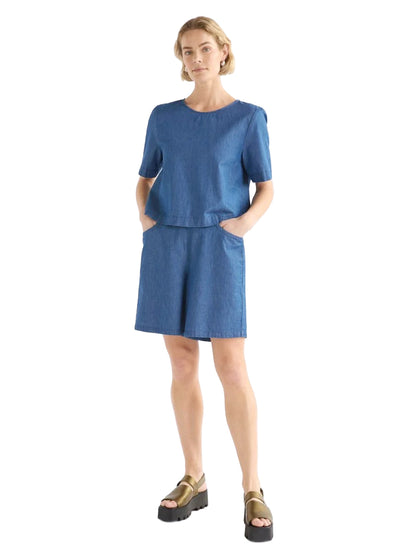 Honnor Top - Mid Blue Denim