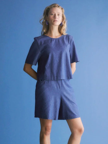 Honnor Top - Mid Blue Denim