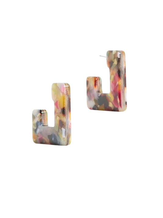 Spari Hoop Earrings - Beige Multi