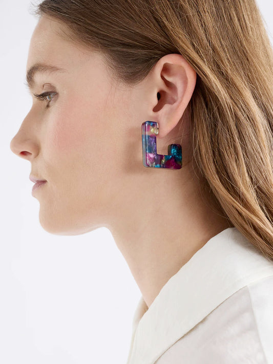 Spari Hoop Earrings - Peacock Multi