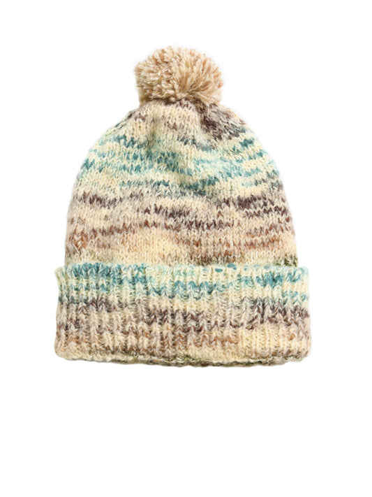 Bobble Knit Beanie - Stone Multi