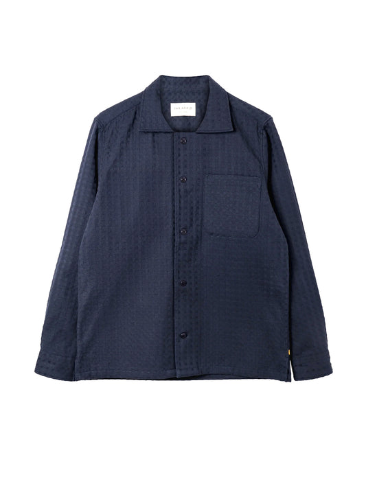 Busey Kuiche Jacquard Long Sleeve Shirt - Navy