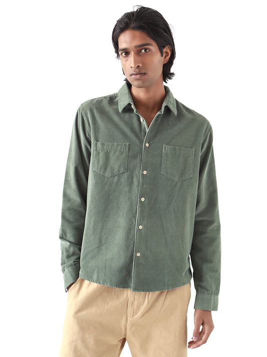 Two Pocket Corduroy Shirt - Forest Green