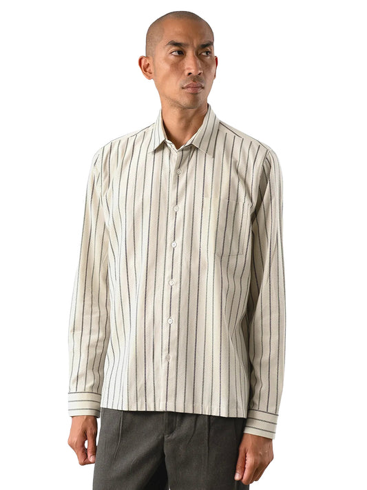 Classic Pennon Stripe Shirt - Stone Grey