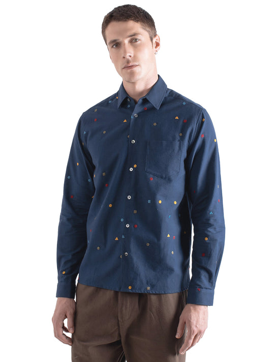 Classic Long Sleeve Shirt - Shapes Embroidery