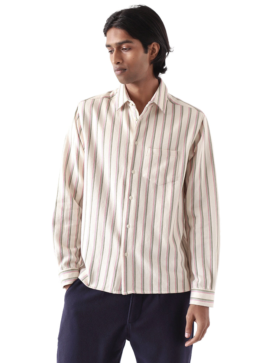 Classic Long Sleeve Shirt - White Kuki Stripe