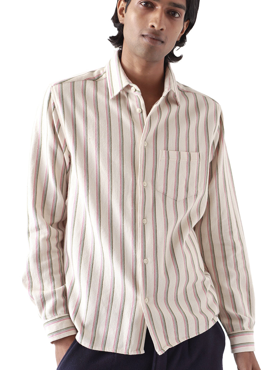 Classic Long Sleeve Shirt - White Kuki Stripe