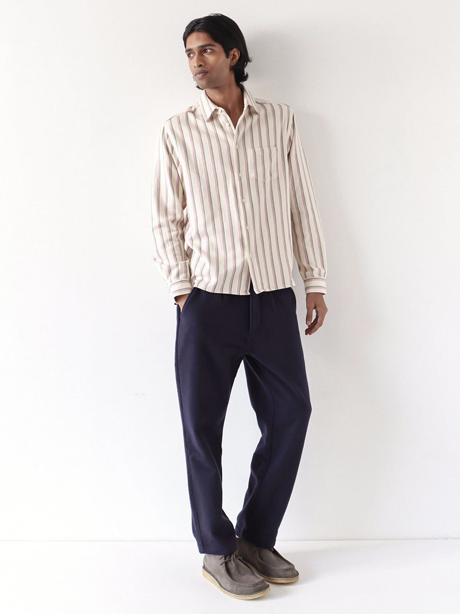 Classic Long Sleeve Shirt - White Kuki Stripe