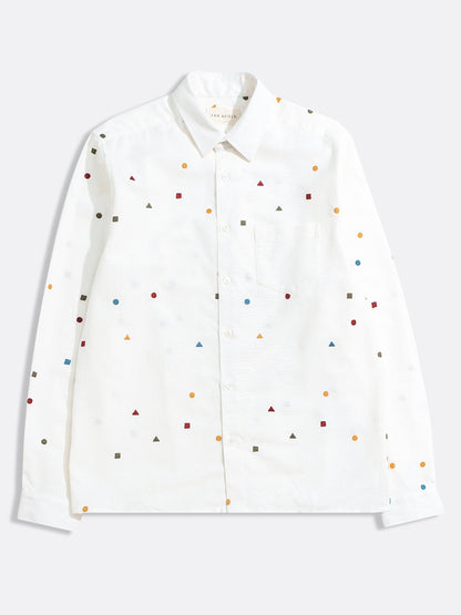 Classic Long Sleeve Shirt - White Shapes Embroidery