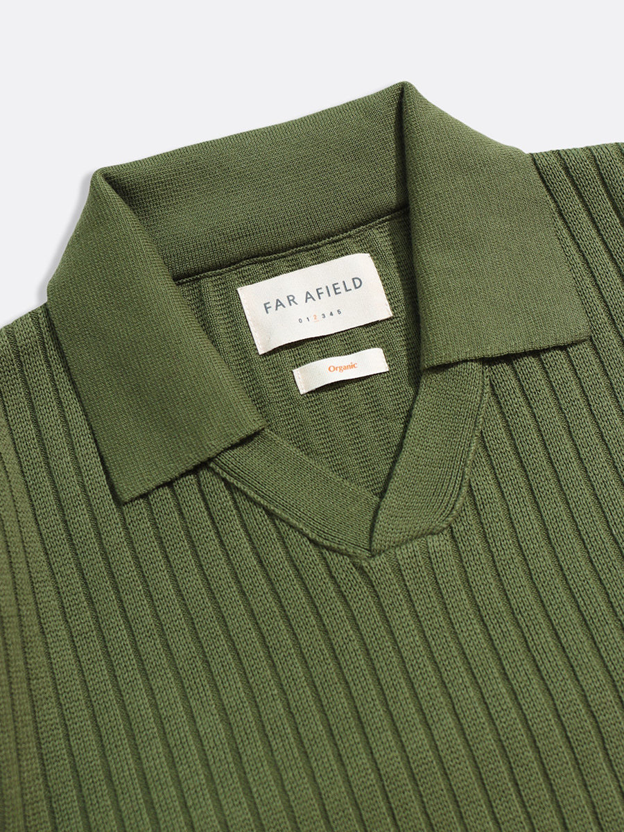 Clifford Spread-Collar Ribbed Polo - Green