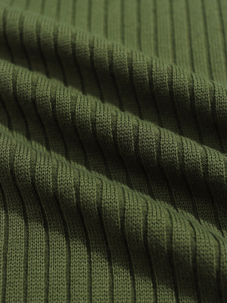 Clifford Spread-Collar Ribbed Polo - Green