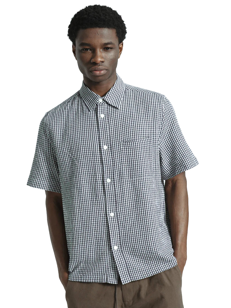Costa Short Sleeve Shirt - Navy Gingham Check