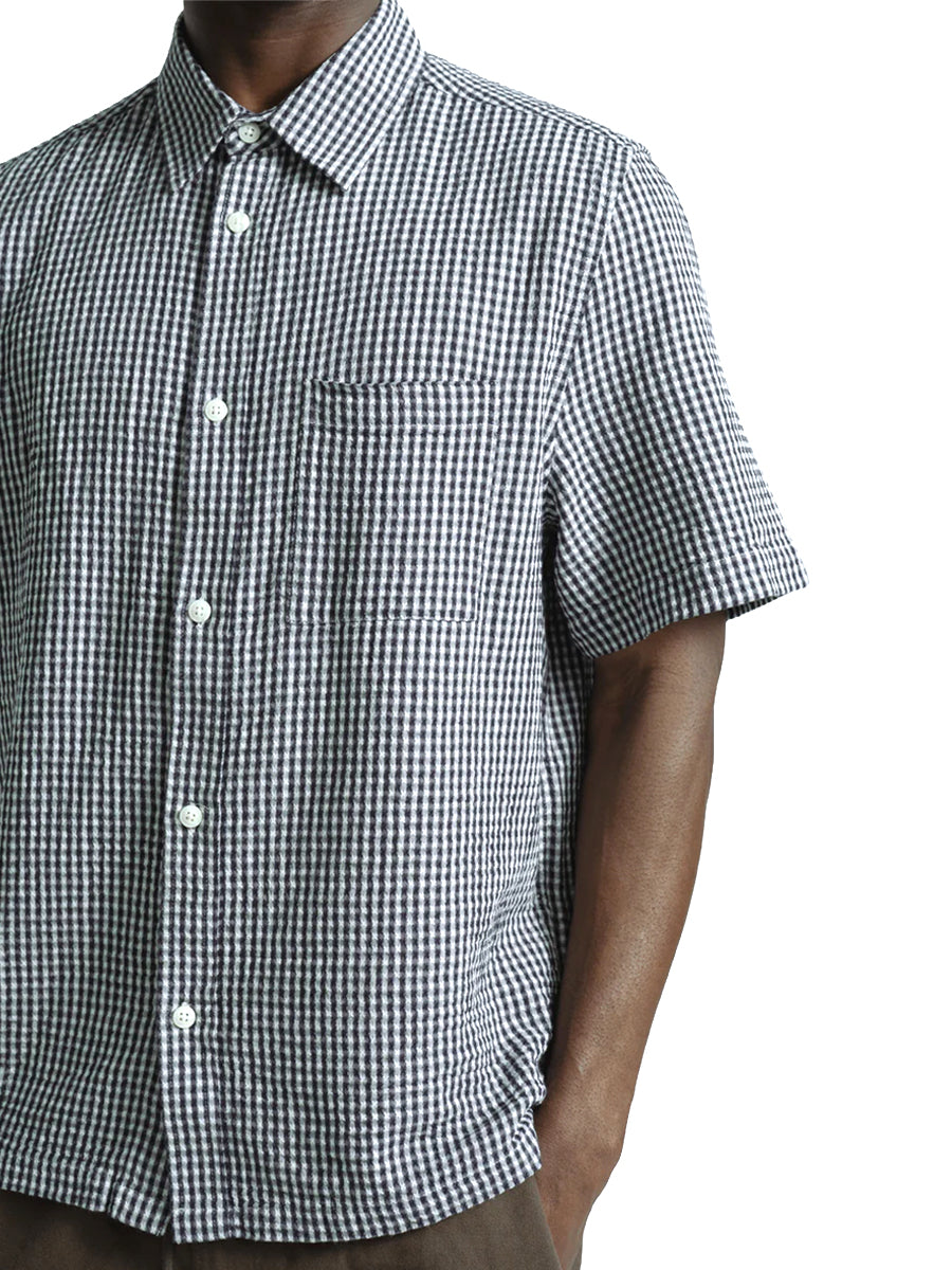 Costa Short Sleeve Shirt - Navy Gingham Check