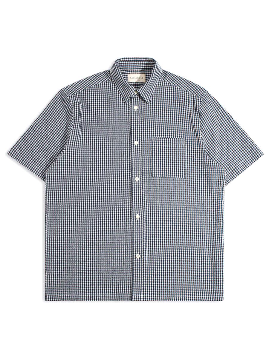 Costa Short Sleeve Shirt - Navy Gingham Check