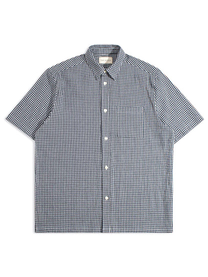 Costa Short Sleeve Shirt - Navy Gingham Check