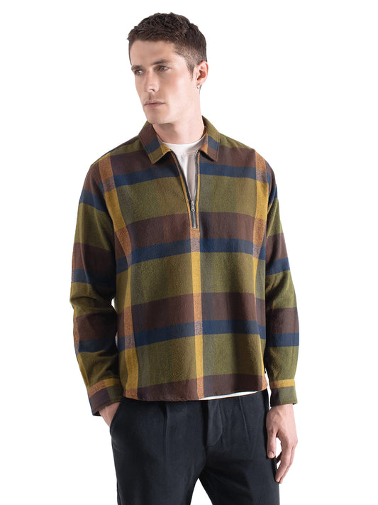 Day Half-Zip Shirt - Green Multi Check