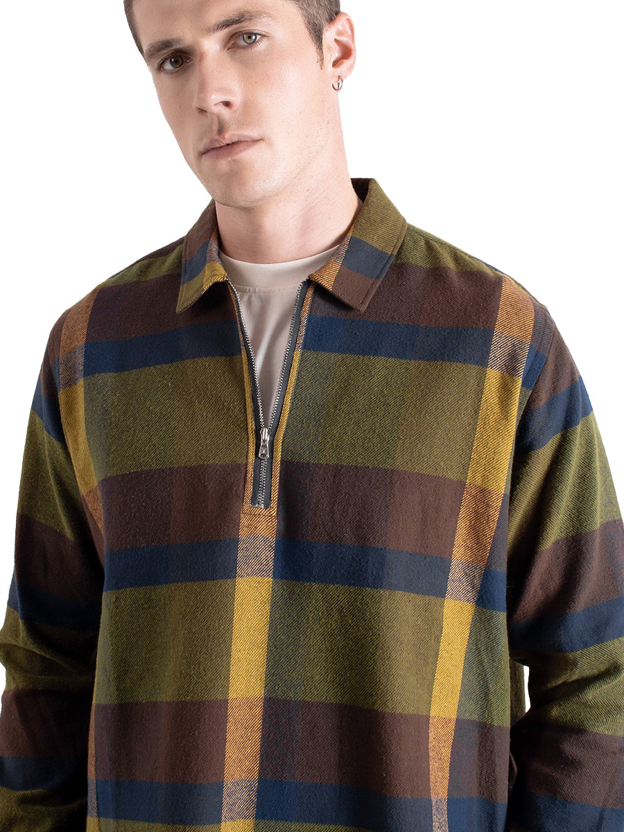 Day Half-Zip Shirt - Green Multi Check