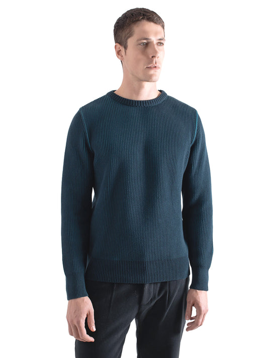 Hamish Ribbed Knit Sweater - Navy & Blue