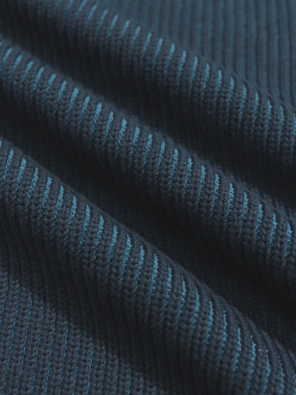 Hamish Ribbed Knit Sweater - Navy & Blue