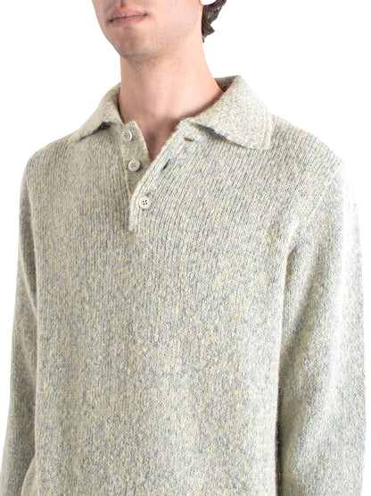 Kier Long Sleeve Knit Polo - Stone Fleck