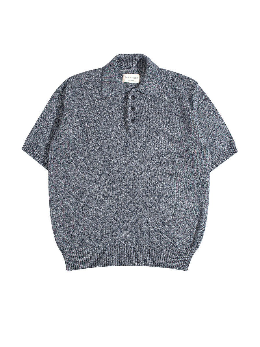 Kier Knit Short Sleeve Polo - Blue & White