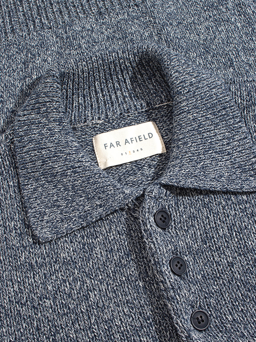 Kier Knit Short Sleeve Polo - Blue & White