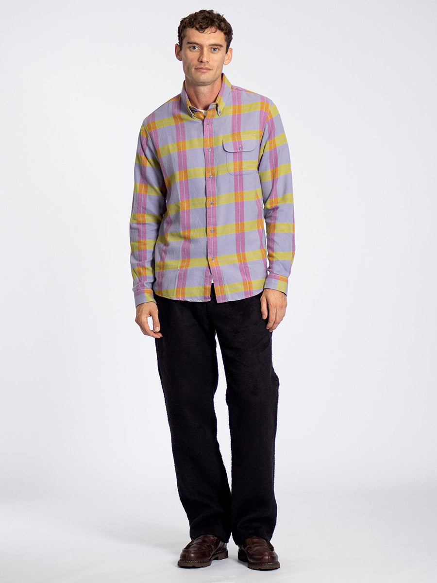 Larry Long Sleeve Shirt - Silver Blue Check