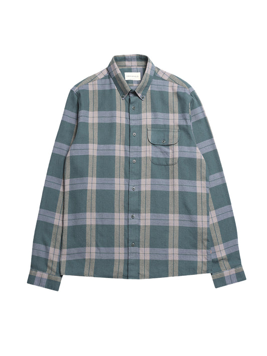 Larry Long Sleeve Shirt - Forest & Silver Blue