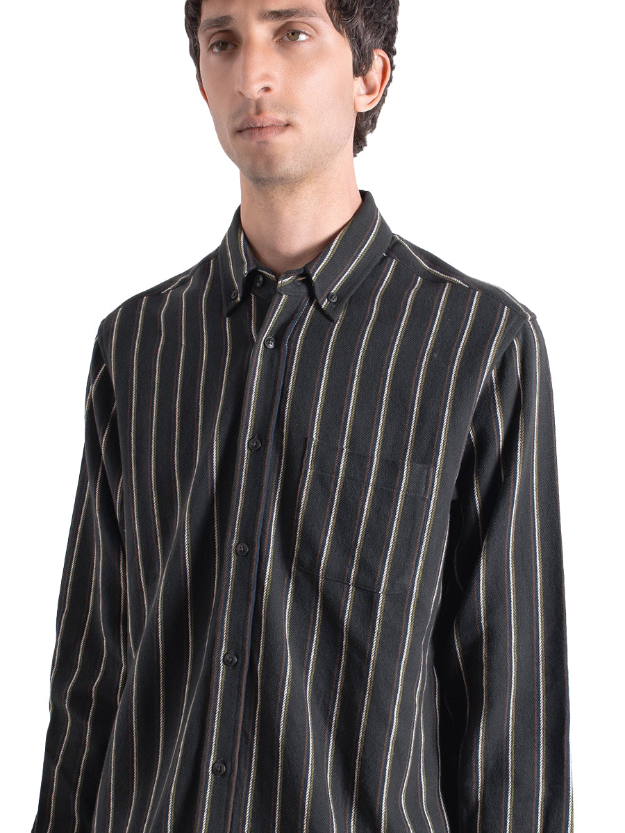 Mod Brushed Button Down - Grey Kuki Stripe