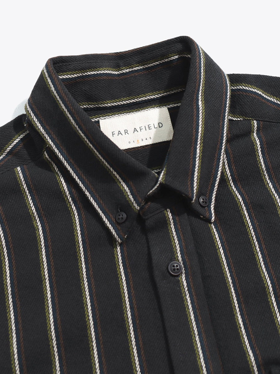 Mod Brushed Button Down - Grey Kuki Stripe