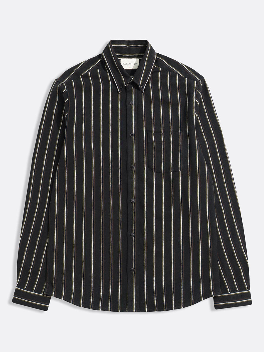 Mod Brushed Button Down - Grey Kuki Stripe