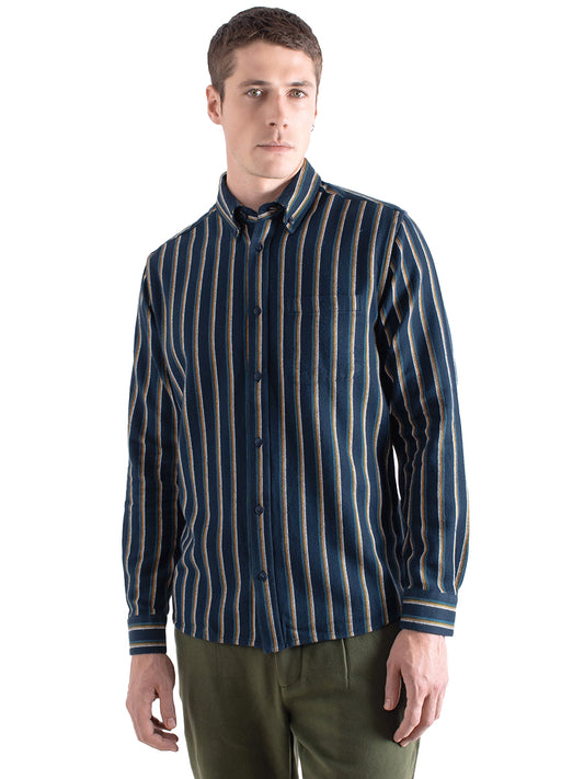 Mod Brushed Button Down - Navy Kuki Stripe