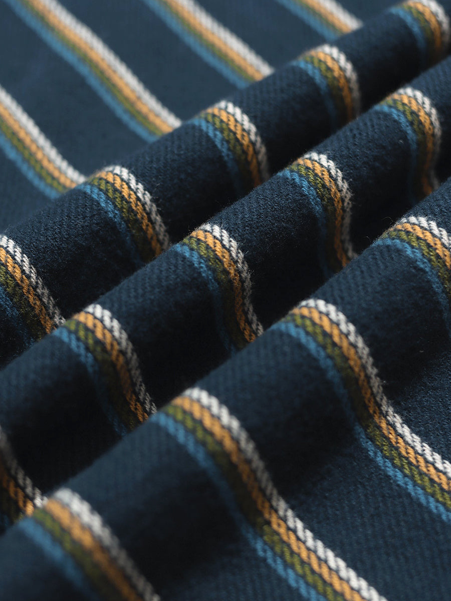 Mod Brushed Button Down - Navy Kuki Stripe