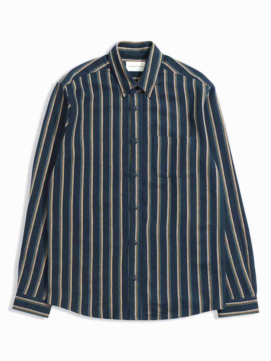Mod Brushed Button Down - Navy Kuki Stripe